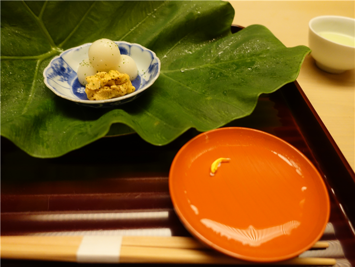 appetiser and sake cup
